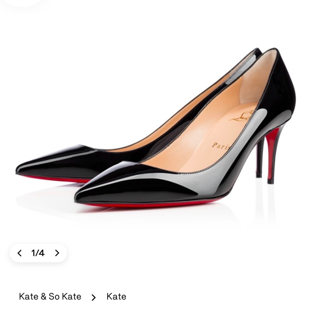 Christian Louboutin Black Patent Leather Pointed Toe Pumps with Red Soles